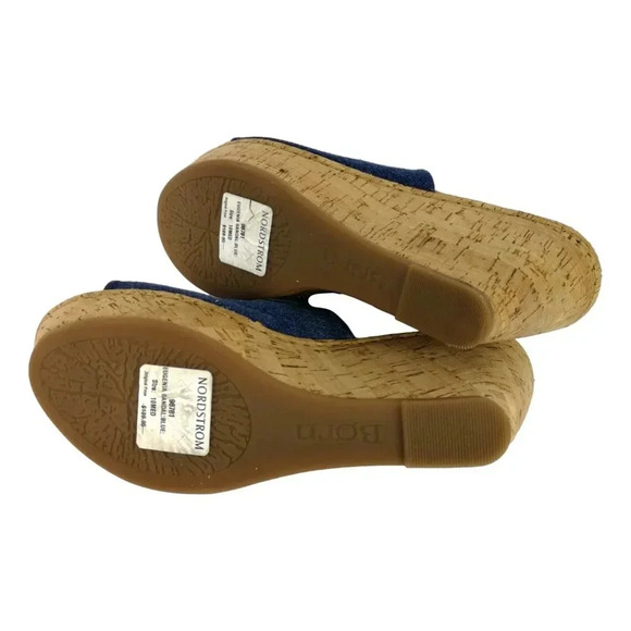 Born Sandals Blue Denim Size 10 M Eugenia  Cork Wedge Open Toe New - Picture 5 of 8